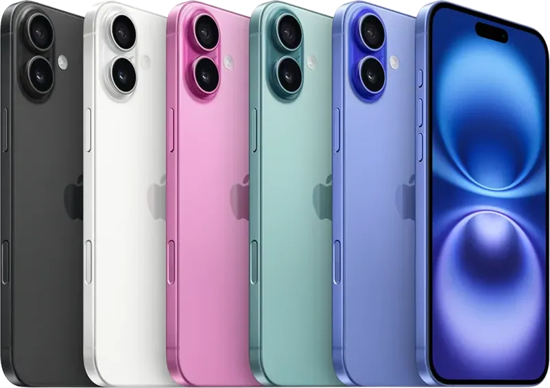 Celulares de distintos colores vistos de frente y de espalda