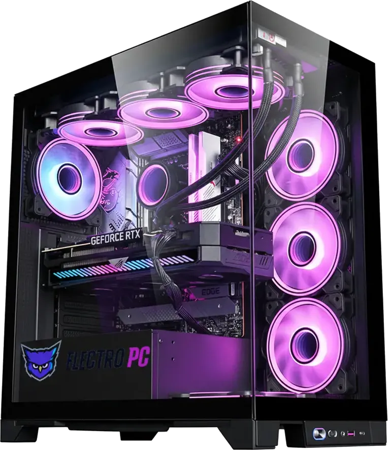 PC de escritorio con gabinete de vidrio templado e iluminación RGB